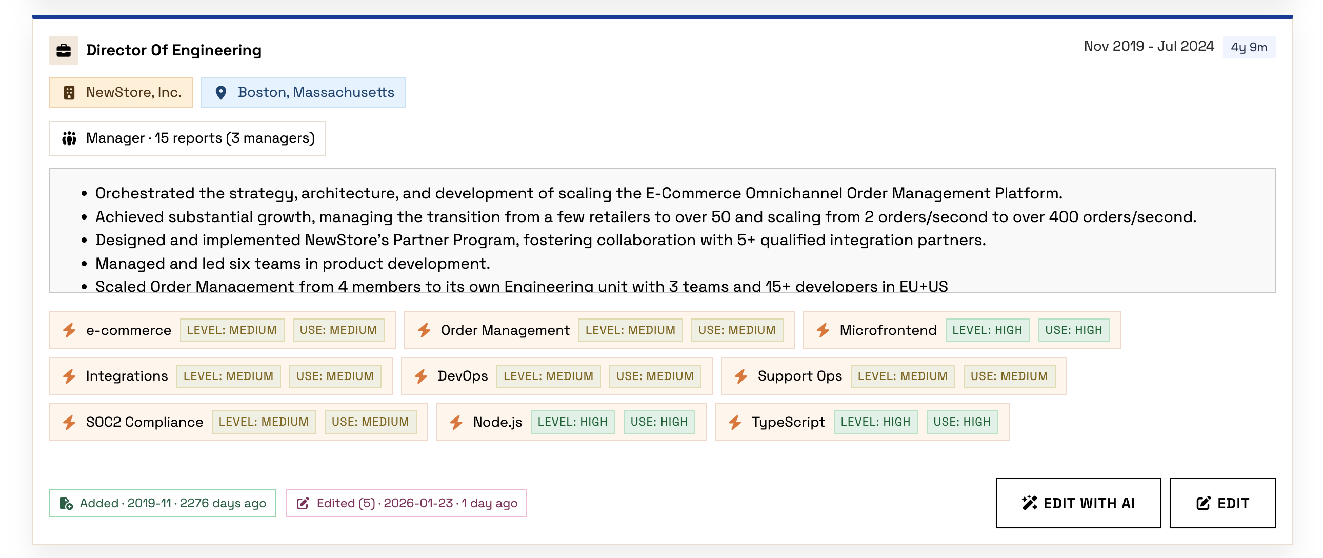 Edit entries with AI