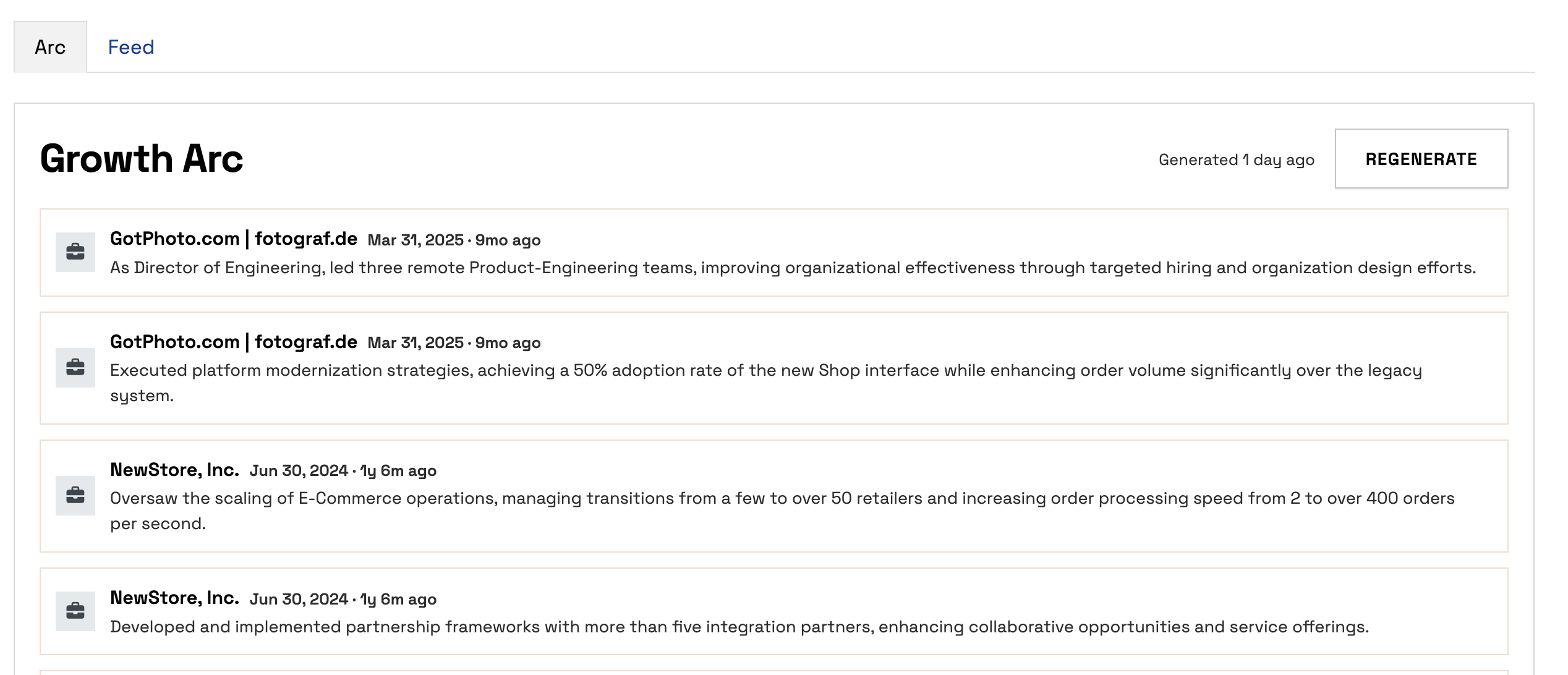 Resume generated from timeline